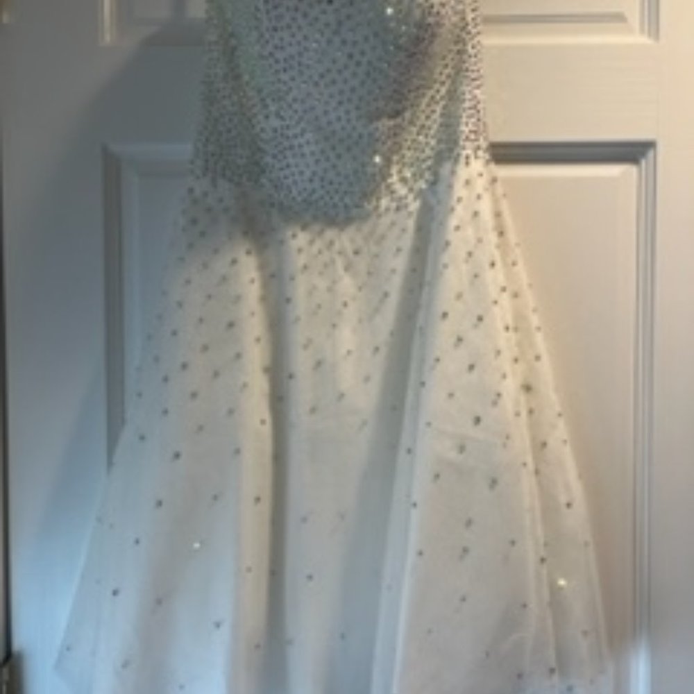 JOVANI GIRLS FIT & FLARE SHORT EMBELLISHED FORMAL DRESS PAGEANT GOWN-size 10